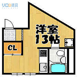 久代ハイツ ワンルームの間取図画像