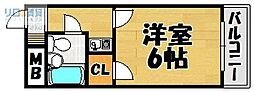 ビスタ川西1 1Kの間取図画像