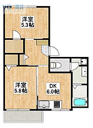 フレグランス宝塚2 2DKの間取図画像