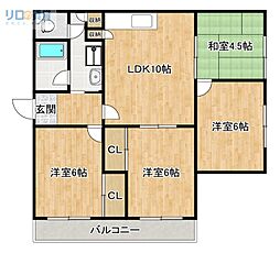 寺畑マンション 3LDKの間取図画像