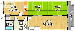 ドムール宝塚 3LDKの間取図画像