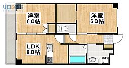 ハイタウン御殿山東 2LDKの間取図画像