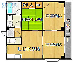 エルディムコスモ1 3LDKの間取図画像