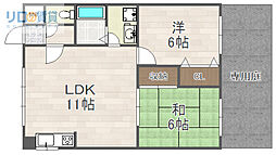 SERENO弐番館 2LDKの間取図画像