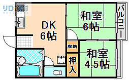 サンハイツ 2DKの間取図画像