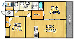 ベレオ宝塚 2LDKの間取図画像