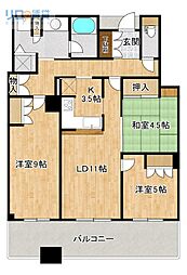 ジオタワー宝塚WEST 3LDKの間取図画像