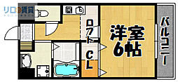 ラフィーネ川西 1Kの間取図画像