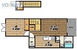 プラセール宝塚1 1LDKの間取図画像