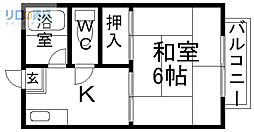 ハイツ北・2 1Kの間取図画像