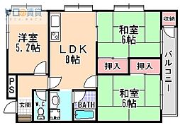 エクレールフジ 3LDKの間取図画像