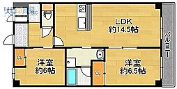 キャトルセゾン荒牧 2LDKの間取図画像