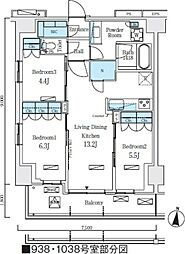 ロイヤルパークス赤羽ノース 5階3LDKの間取り