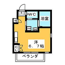 エム．オーゼット西荻 1階ワンルームの間取り