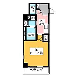ハックベリー 1Kの間取図画像