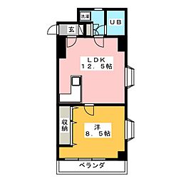 大河原ビル 1LDKの間取図画像