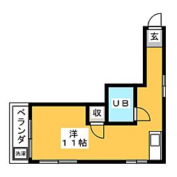 シティハイム ワンルームの間取図画像
