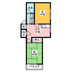 赤羽パナハイツ 2DKの間取図画像