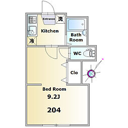 プラネットハウス 1Kの間取図画像