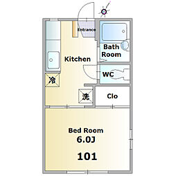 エクセルハイツ 1Kの間取図画像