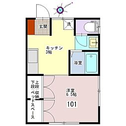 エミールハイツ 1Kの間取図画像