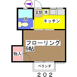 サンコート館山 1Kの間取図画像