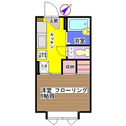 サニーハイツ1 1Kの間取図画像