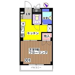 BJコートB棟 1Kの間取図画像