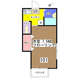 フローラル松波 1Kの間取図画像