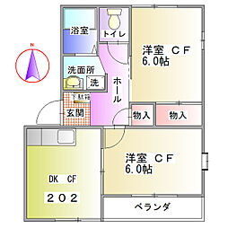 ハイツひまわり 2DKの間取図画像