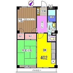 BJコートA棟 2DKの間取図画像