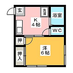 サニーハイツ 1Kの間取図画像