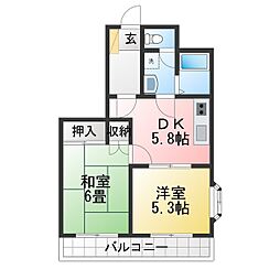 江藤マンション 2DKの間取図画像