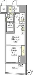 テラス北千住 1DKの間取図画像
