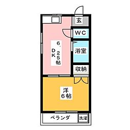 ルナパークA 1DKの間取図画像