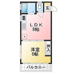 寿マンション 1LDKの間取図画像