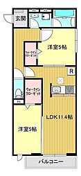 越谷市蒲生茜町アパート 2LDKの間取図画像