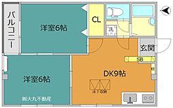 ホワイトハイツ川口ビル 1階2DKの間取り