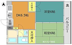 ロイヤルハイツ 3階2DKの間取り