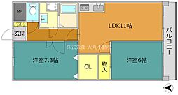 パレシャルマン 8階2LDKの間取り