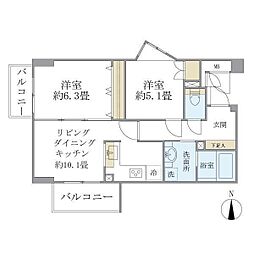 KDXレジデンス杉並方南町 1階2LDKの間取り