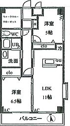 クープル南原 3階2LDKの間取り