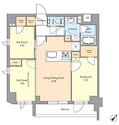 AIFLAT渋谷西原 4階3LDKの間取り