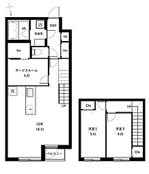 杉並区桃井4丁目マンション 2SLDKの間取図画像