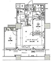 ザ・パークハウス西新宿タワー60 2LDKの間取図画像