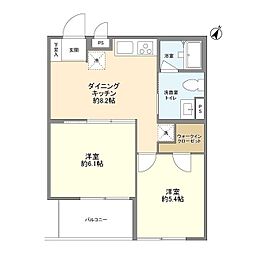 シメントピア 2DKの間取図画像