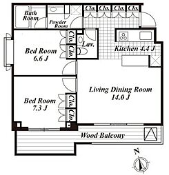ガーデン東が丘ANNEX 2LDKの間取図画像