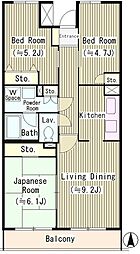 マンションカメリア弐番館 3LDKの間取図画像