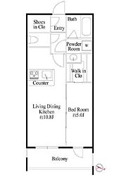 LAMIACASA東中野 1LDKの間取図画像