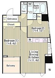 ユーストリア駒沢 2LDKの間取図画像